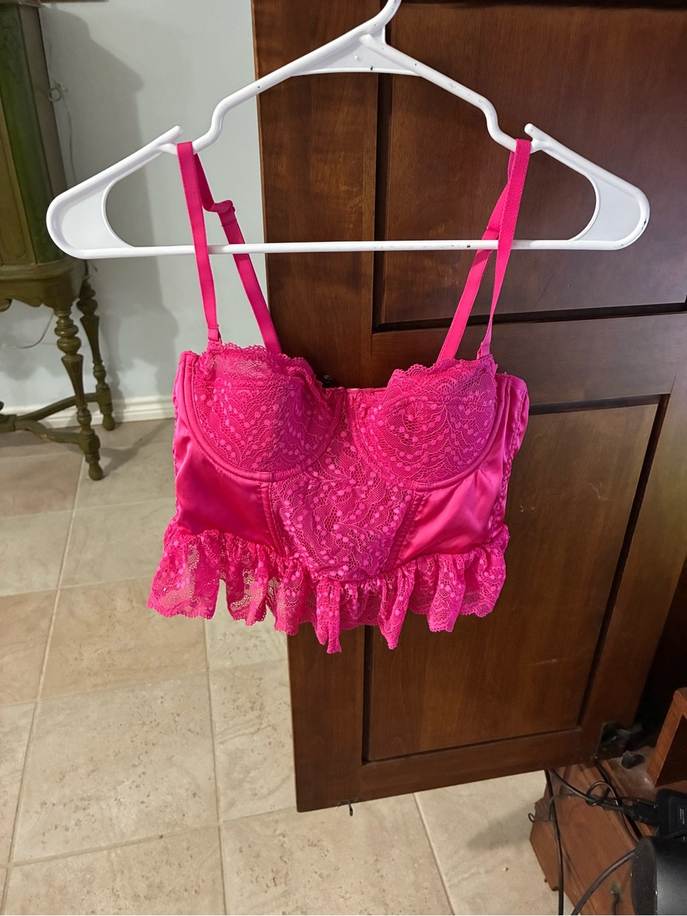 Sincerly Jules Hot Pink Lace Bustier Camisole